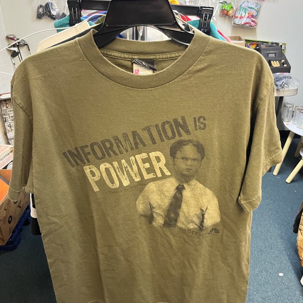 The Office Dwight Information Is Power T-Shirt Men’s Medium Brown